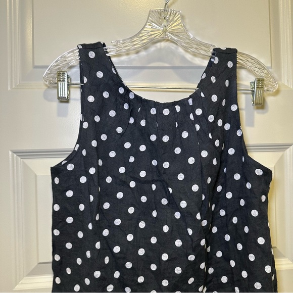 NWT Luca Vanucci Navy Blue Polka Dot Sleeveless Linen Tank Size S - Picture 6 of 10